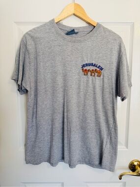 Women’s Jerusalem Israel Camel Embroidered T Shirt XL Gray Souvenir Holy Land